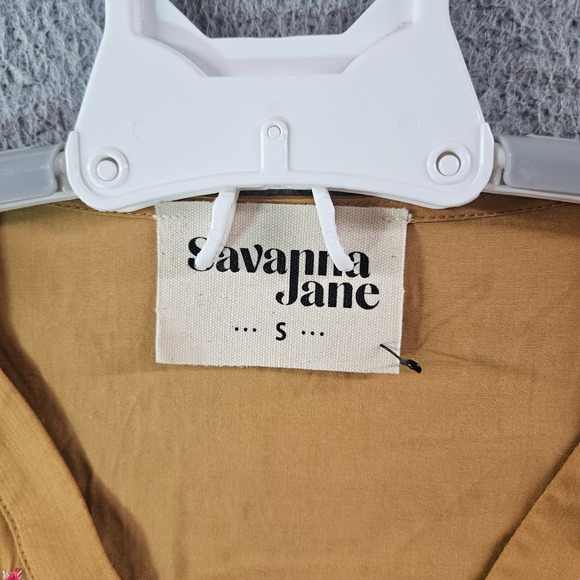 NEW Savanna Jane Top Blouse Women Small Embroidered‎ V-Neck Brown Yellow - Picture 3 of 8